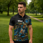Custom Titans Zipper Polo Shirt Knight Mascot With Aboriginal Indigenous