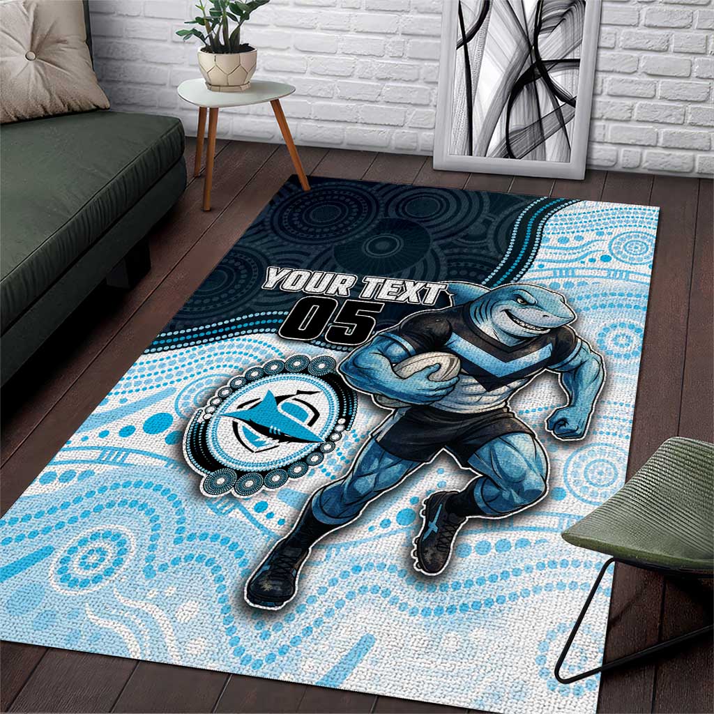 Custom Sharks Area Rug Fish Mascot With Aboriginal Indigenous