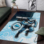 Custom Sharks Area Rug Fish Mascot With Aboriginal Indigenous