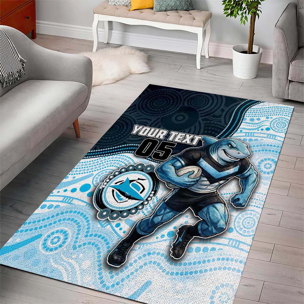 Custom Sharks Area Rug Fish Mascot With Aboriginal Indigenous