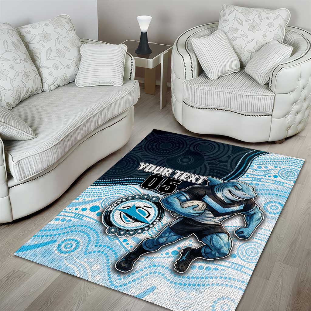 Custom Sharks Area Rug Fish Mascot With Aboriginal Indigenous