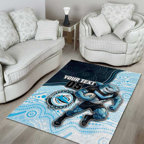 Custom Sharks Area Rug Fish Mascot With Aboriginal Indigenous