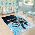 Custom Sharks Area Rug Fish Mascot With Aboriginal Indigenous