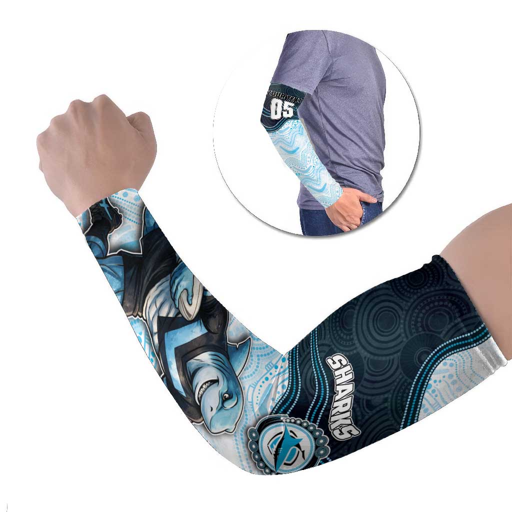 Custom Sharks Arm Sleeves Fish Mascot With Aboriginal Indigenous