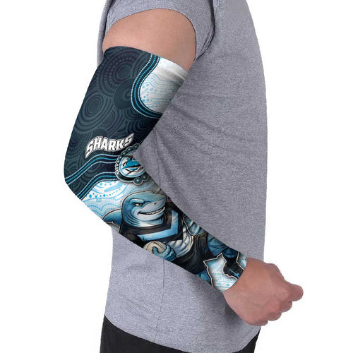 Custom Sharks Arm Sleeves Fish Mascot With Aboriginal Indigenous