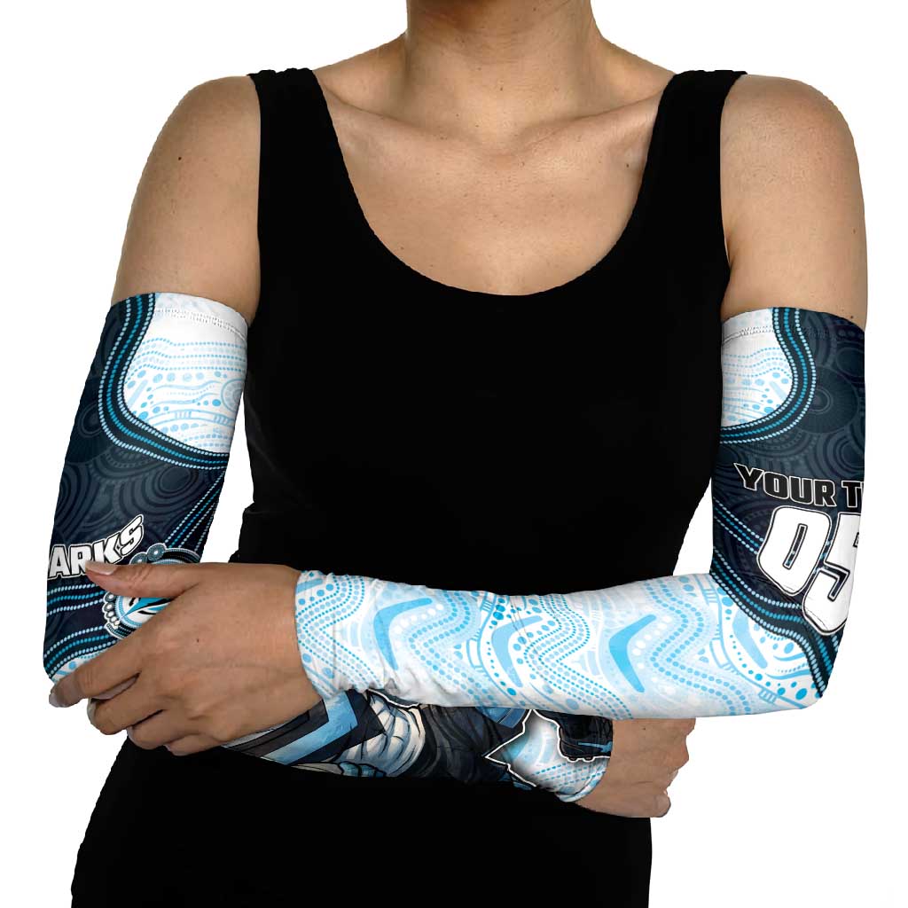 Custom Sharks Arm Sleeves Fish Mascot With Aboriginal Indigenous