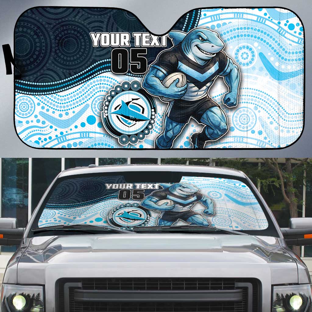 Custom Sharks Auto Sun Shade Fish Mascot With Aboriginal Indigenous