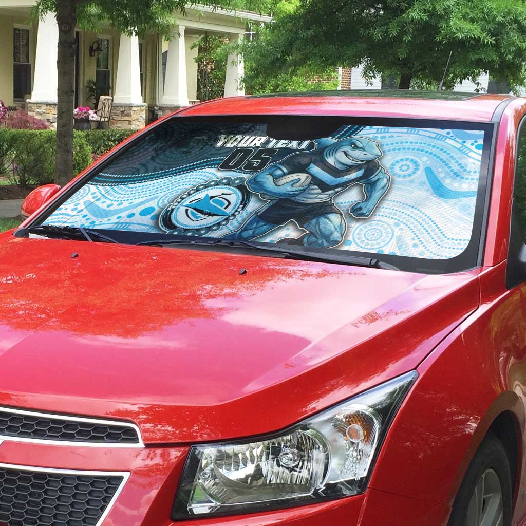 Custom Sharks Auto Sun Shade Fish Mascot With Aboriginal Indigenous