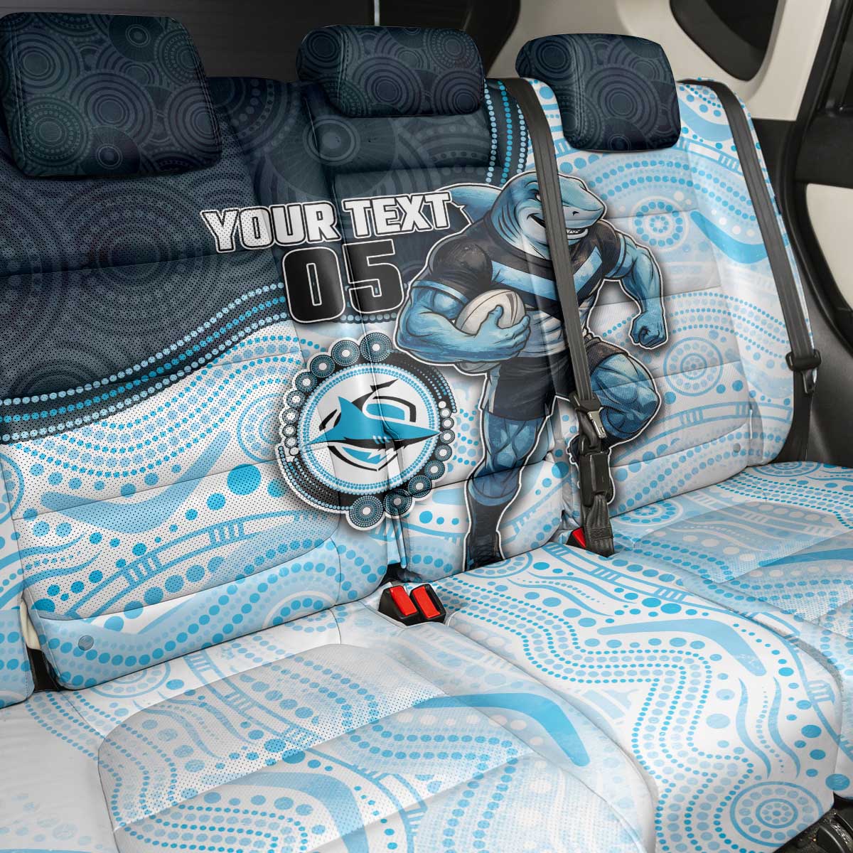 Custom Sharks Back Car Seat Cover Fish Mascot With Aboriginal Indigenous