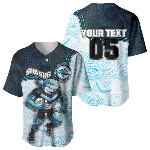 Custom Sharks Baseball Jersey Fish Mascot With Aboriginal Indigenous