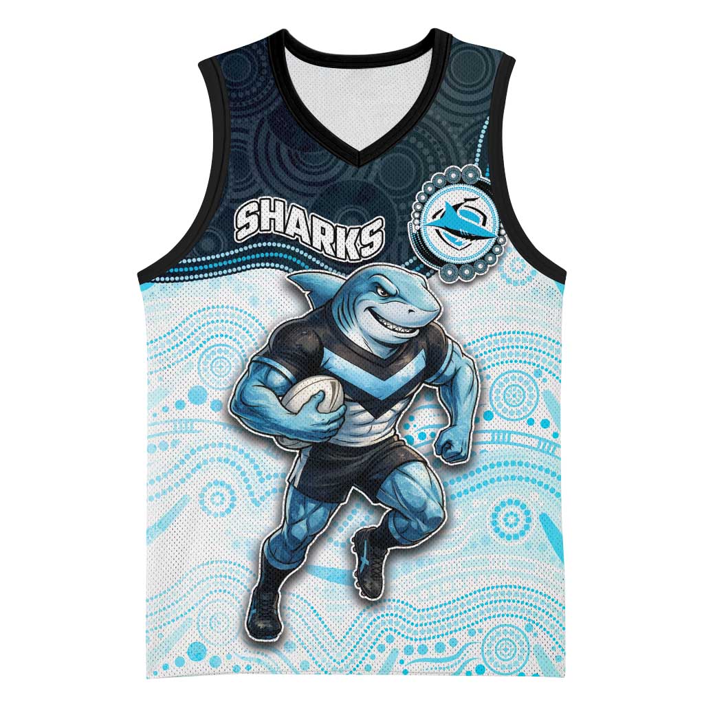 Custom Sharks Basketball Jersey Fish Mascot With Aboriginal Indigenous