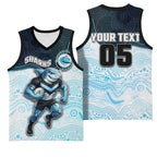 Custom Sharks Basketball Jersey Fish Mascot With Aboriginal Indigenous