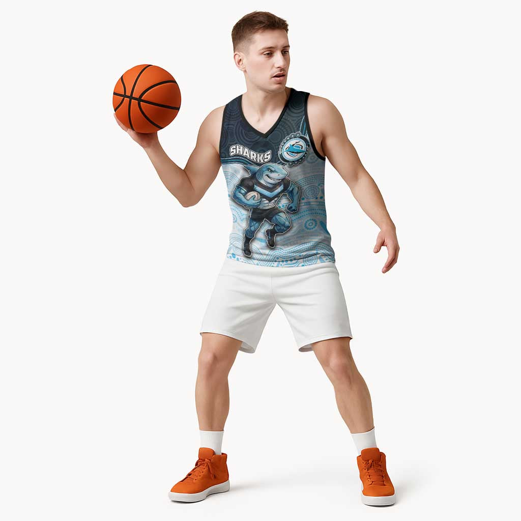 Custom Sharks Basketball Jersey Fish Mascot With Aboriginal Indigenous