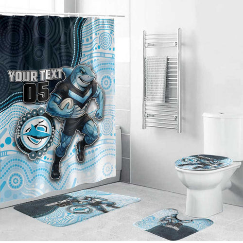 Custom Sharks Bathroom Set Fish Mascot With Aboriginal Indigenous
