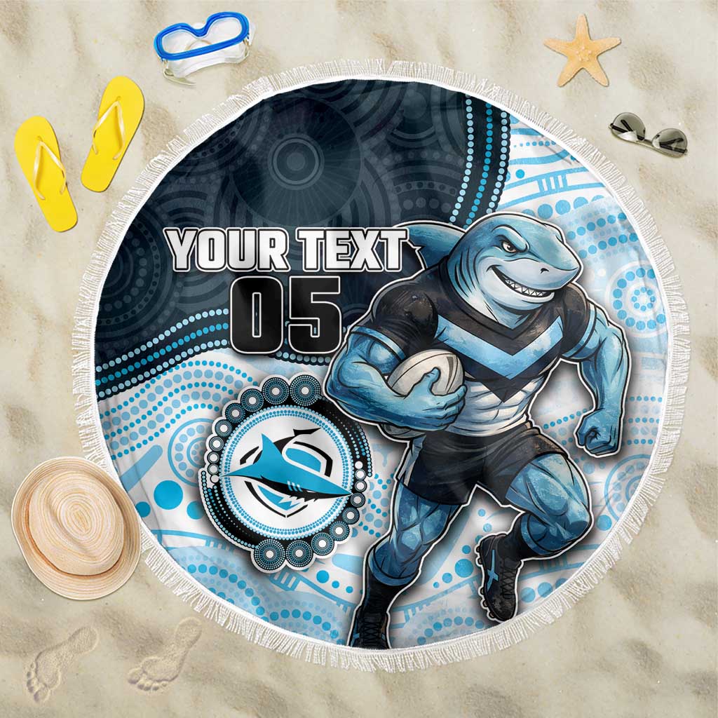 Custom Sharks Beach Blanket Fish Mascot With Aboriginal Indigenous