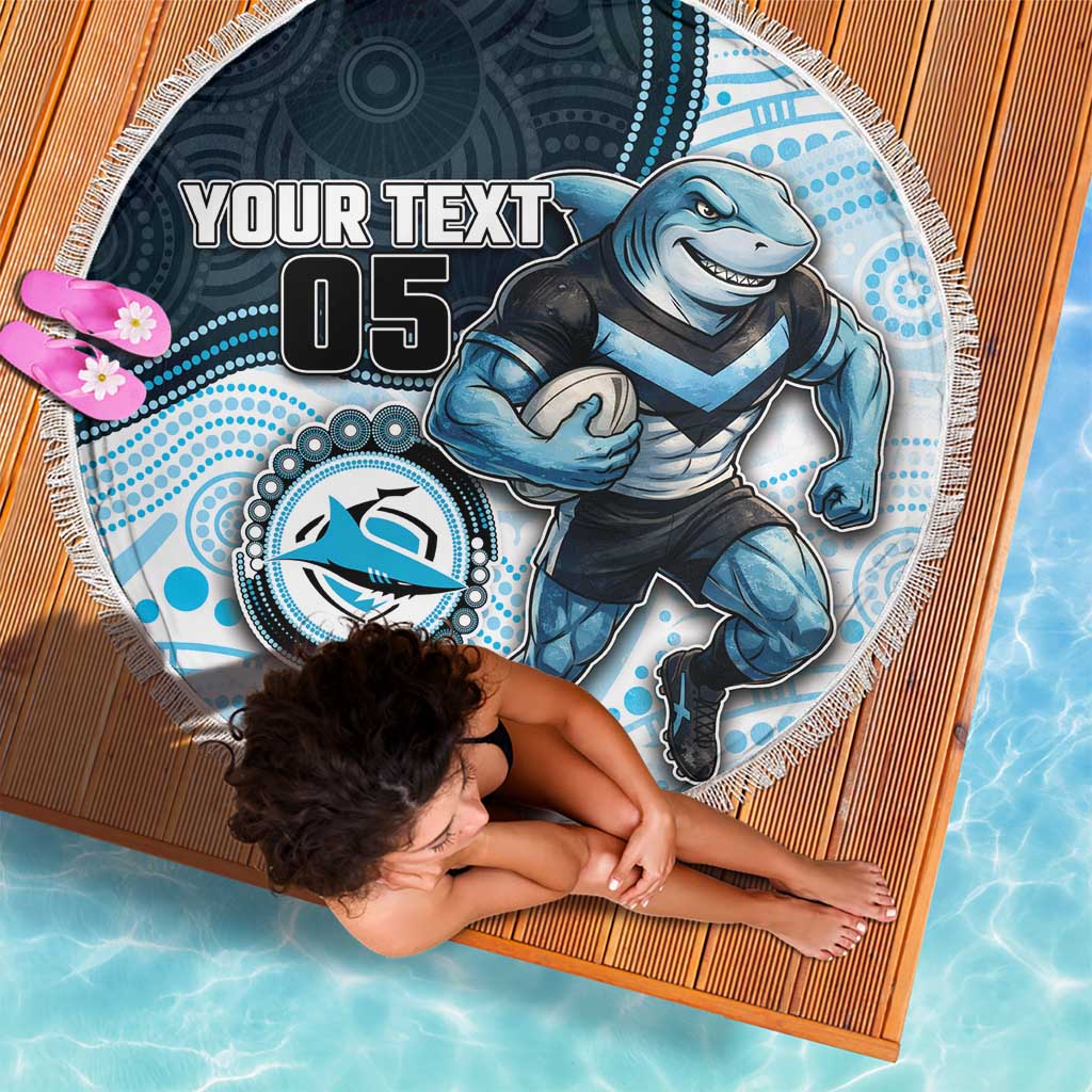 Custom Sharks Beach Blanket Fish Mascot With Aboriginal Indigenous