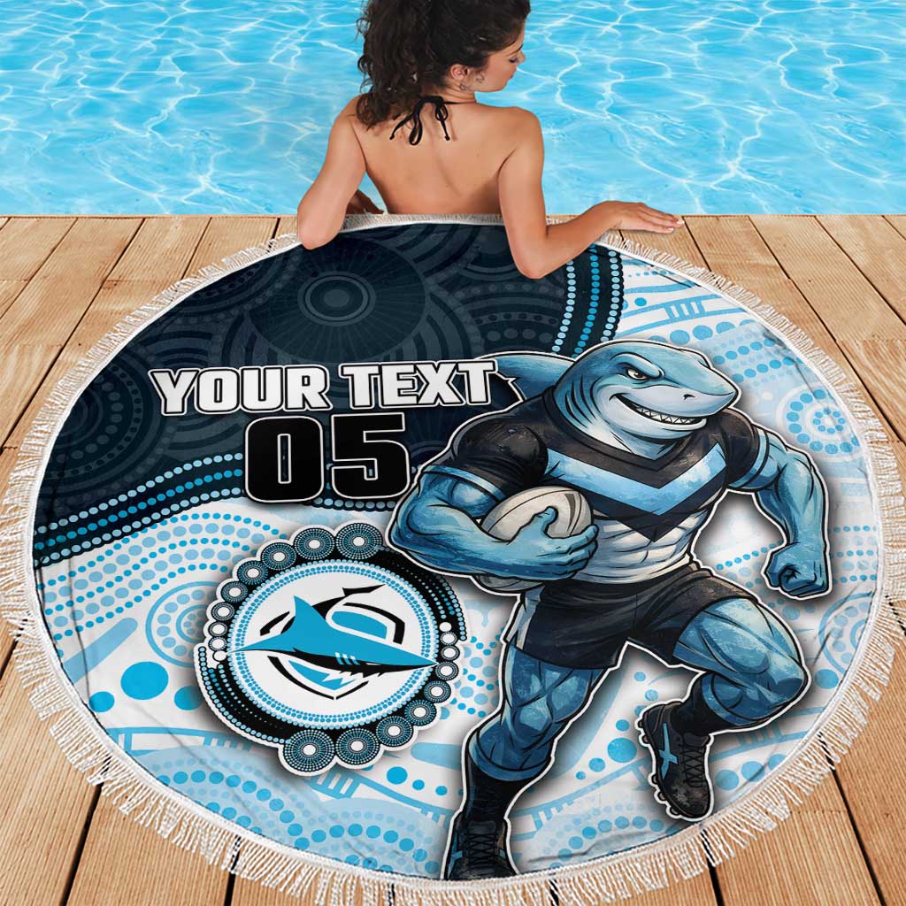 Custom Sharks Beach Blanket Fish Mascot With Aboriginal Indigenous
