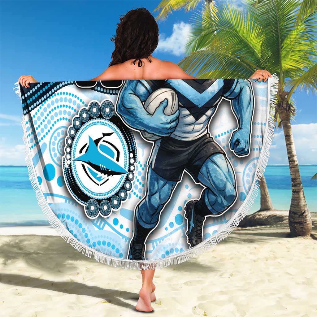 Custom Sharks Beach Blanket Fish Mascot With Aboriginal Indigenous