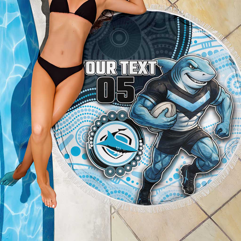Custom Sharks Beach Blanket Fish Mascot With Aboriginal Indigenous
