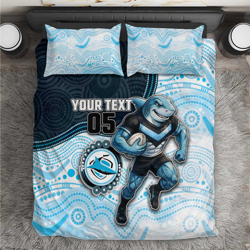 Custom Sharks Bedding Set Fish Mascot With Aboriginal Indigenous