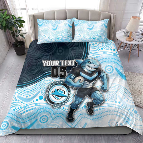 Custom Sharks Bedding Set Fish Mascot With Aboriginal Indigenous