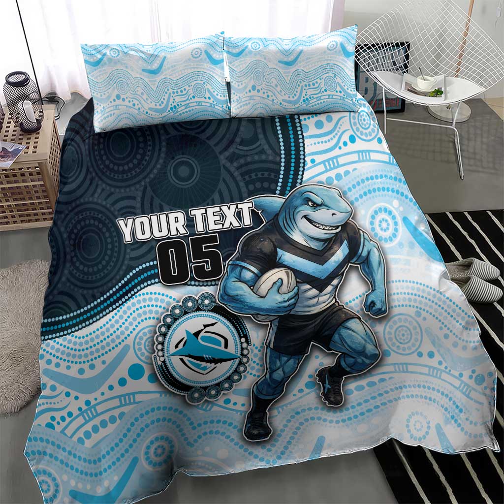 Custom Sharks Bedding Set Fish Mascot With Aboriginal Indigenous