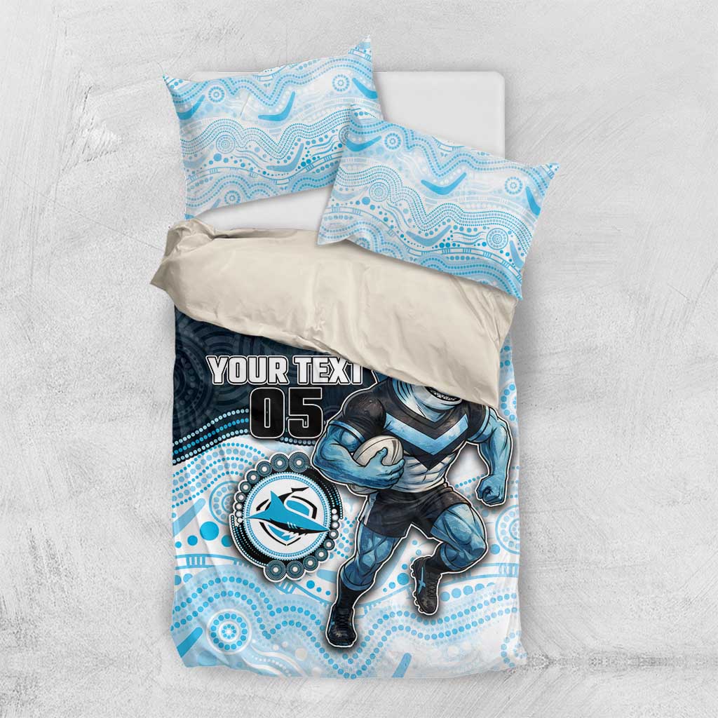 Custom Sharks Bedding Set Fish Mascot With Aboriginal Indigenous