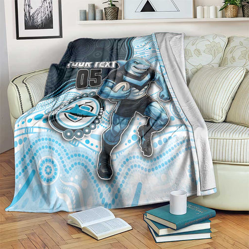 Custom Sharks Blanket Fish Mascot With Aboriginal Indigenous