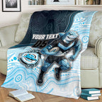 Custom Sharks Blanket Fish Mascot With Aboriginal Indigenous
