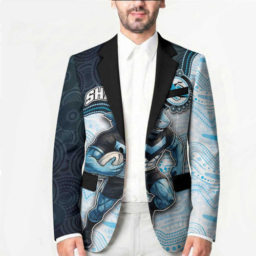 Custom Sharks Blazer Fish Mascot With Aboriginal Indigenous
