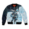 Custom Sharks Bomber Jacket Fish Mascot With Aboriginal Indigenous