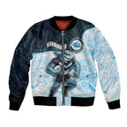 Custom Sharks Bomber Jacket Fish Mascot With Aboriginal Indigenous