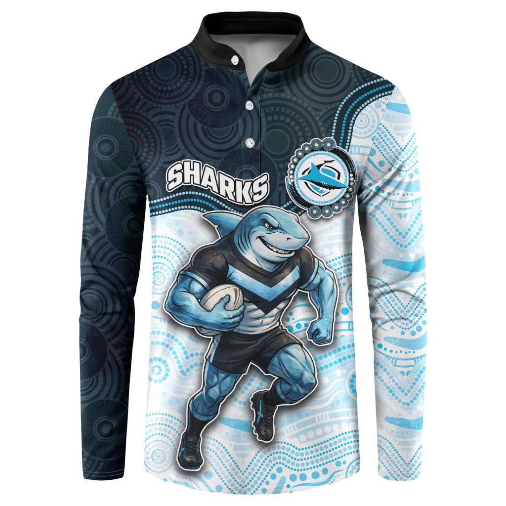 Custom Sharks Button Sweatshirt Fish Mascot With Aboriginal Indigenous