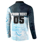 Custom Sharks Button Sweatshirt Fish Mascot With Aboriginal Indigenous