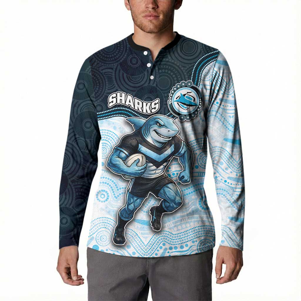 Custom Sharks Button Sweatshirt Fish Mascot With Aboriginal Indigenous