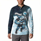 Custom Sharks Button Sweatshirt Fish Mascot With Aboriginal Indigenous
