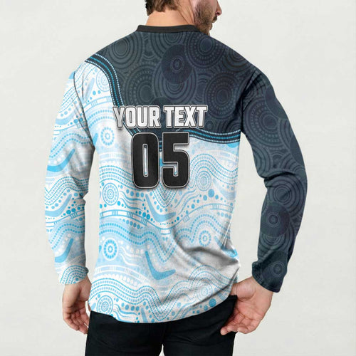 Custom Sharks Button Sweatshirt Fish Mascot With Aboriginal Indigenous