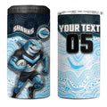 Custom Sharks 4 in 1 Can Cooler Tumbler Fish Mascot With Aboriginal Indigenous