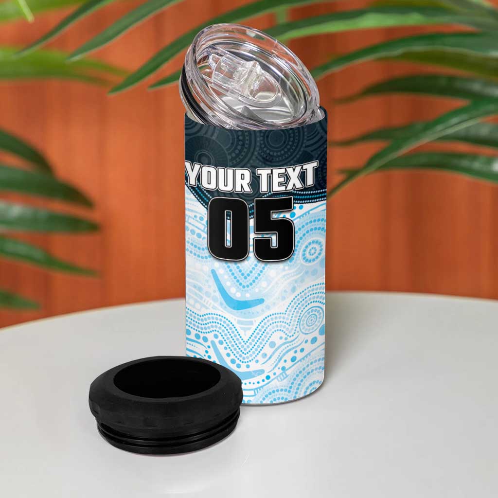 Custom Sharks 4 in 1 Can Cooler Tumbler Fish Mascot With Aboriginal Indigenous