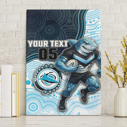 Custom Sharks Canvas Wall Art Fish Mascot With Aboriginal Indigenous