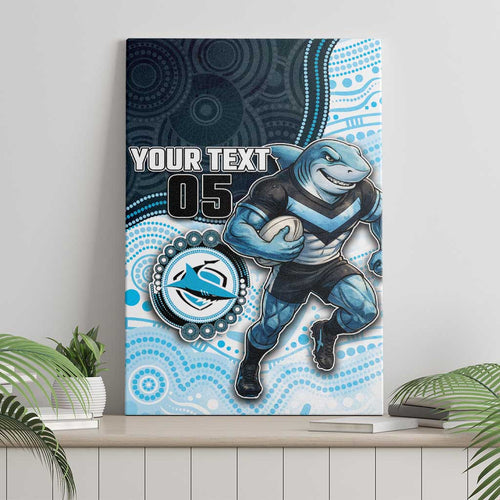 Custom Sharks Canvas Wall Art Fish Mascot With Aboriginal Indigenous