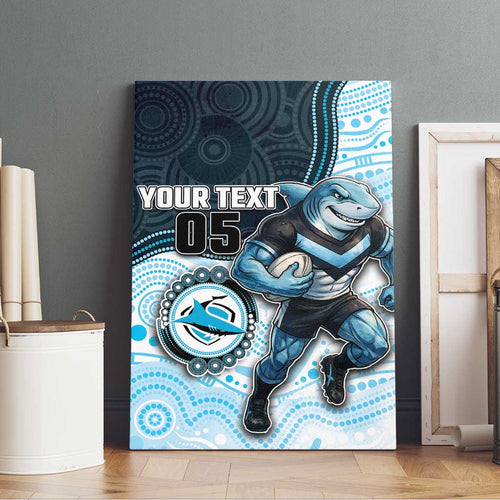 Custom Sharks Canvas Wall Art Fish Mascot With Aboriginal Indigenous