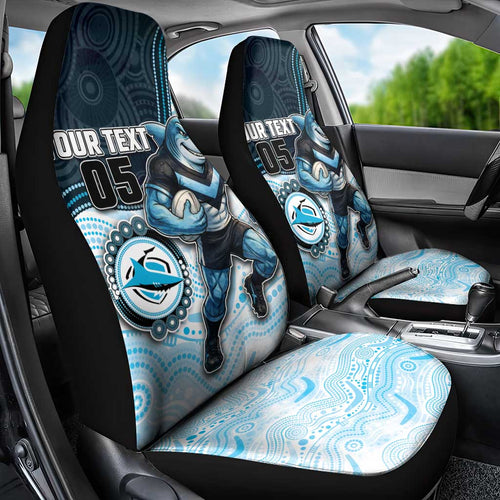 Custom Sharks Car Seat Cover Fish Mascot With Aboriginal Indigenous