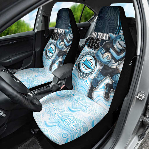 Custom Sharks Car Seat Cover Fish Mascot With Aboriginal Indigenous
