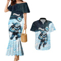 Custom Sharks Couples Matching Mermaid Dress and Hawaiian Shirt Fish Mascot With Aboriginal Indigenous