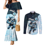 Custom Sharks Couples Matching Mermaid Dress and Long Sleeve Button Shirt Fish Mascot With Aboriginal Indigenous