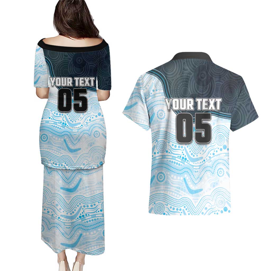 Custom Sharks Couples Matching Puletasi and Hawaiian Shirt Fish Mascot With Aboriginal Indigenous