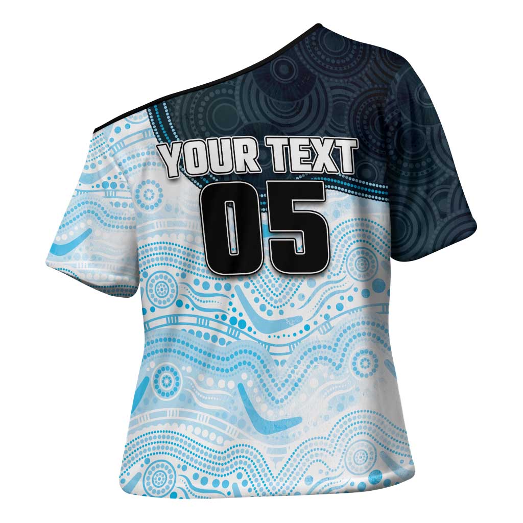 Custom Sharks Cross Shoulder Shirt Fish Mascot With Aboriginal Indigenous
