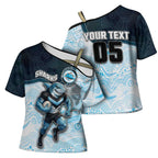 Custom Sharks Cross Shoulder Shirt Fish Mascot With Aboriginal Indigenous