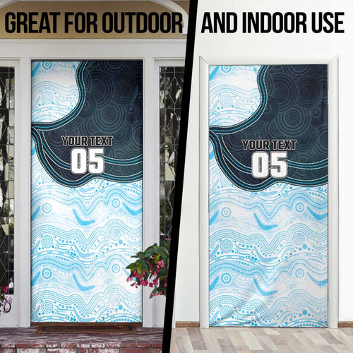 Custom Sharks Door Cover Fish Mascot With Aboriginal Indigenous